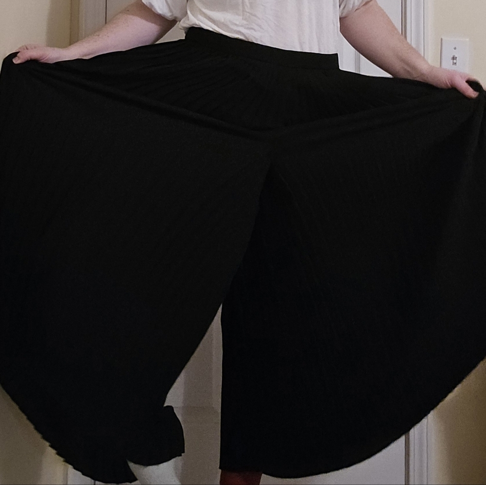 Eileen Fisher Wide Leg Black Knife Pleated Ankle Pant/Palazzo - Picture 8 of 8